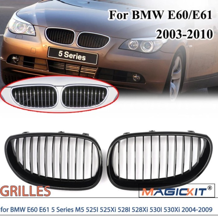 MAGICKIT One Pair Front Grilles for BMW E60 E61 5 Series M5 525I 525Xi 528I 528Xi 530I 530Xi 2004-2