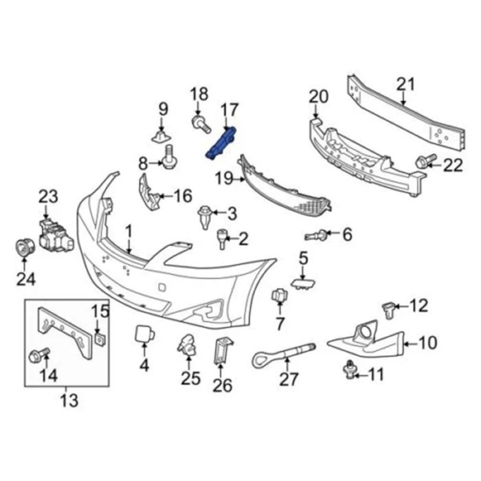 1pcs Front Bumper Bracket Support Spacer Mounting Retainer Clip For Lexus IS250 IS350 2006-2012-201
