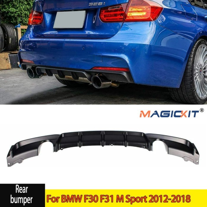 Magickit M Sport Diffuser For BMW 3 Series F30 F31 2012-2018 M Performance Rear Bumper Lip Diffuser