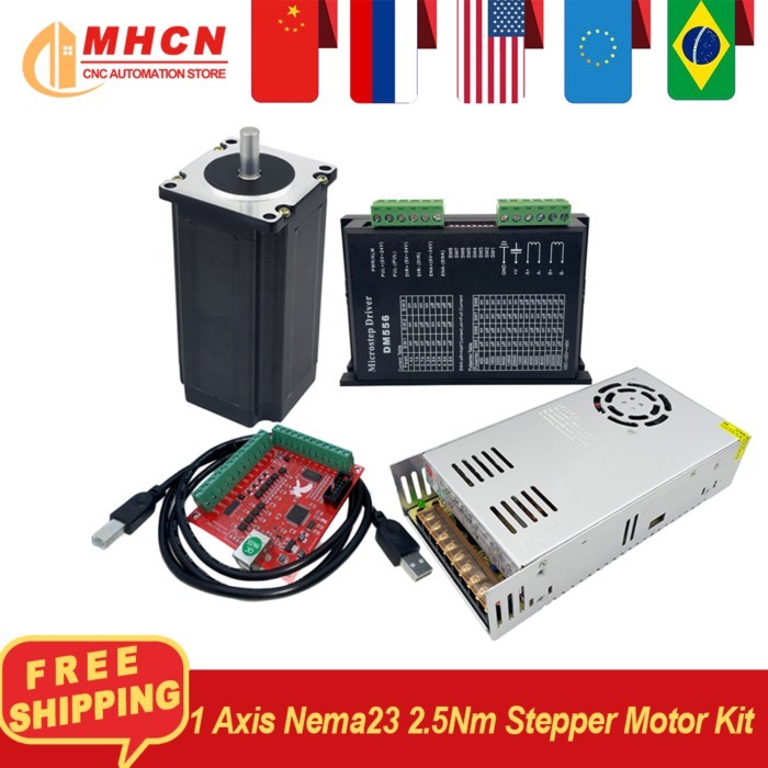 1 Axis 2.5Nm Stepper Motor Kit Include 1PC Engine + 1PCTB6600 / DM542 DM556 Driver + 1 PC Power Sup