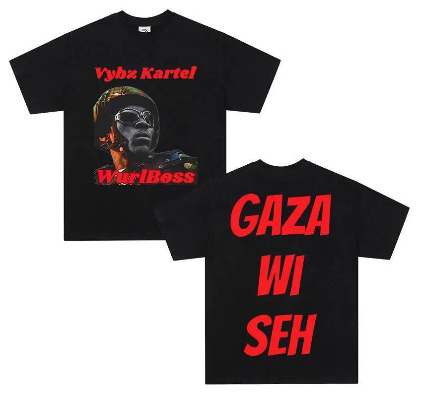 เสื้อยืดผ้าฝ้ายแขนสั้นสไตล์ STREETWEAR ของ Rapper Vybz Kartel ปี 2026 แบบVintage