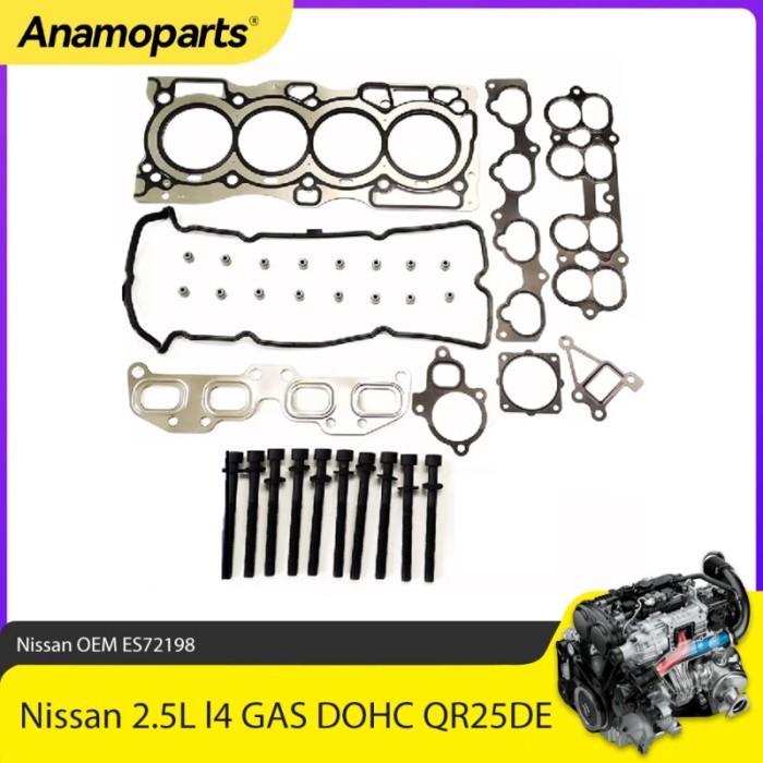 Engine Parts Head Gasket & Cylinder Head Bolts Set Fit 2.5 L For Nissan Altima Sentra 2.5L l4 GAS D