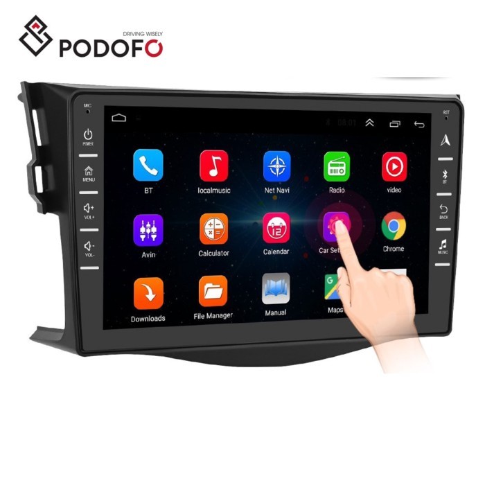 Podofo 8'' Android 10.0 Double Din Car Radio GPS Navigation WIFI  BT FM Audio Player For 2007-2012
