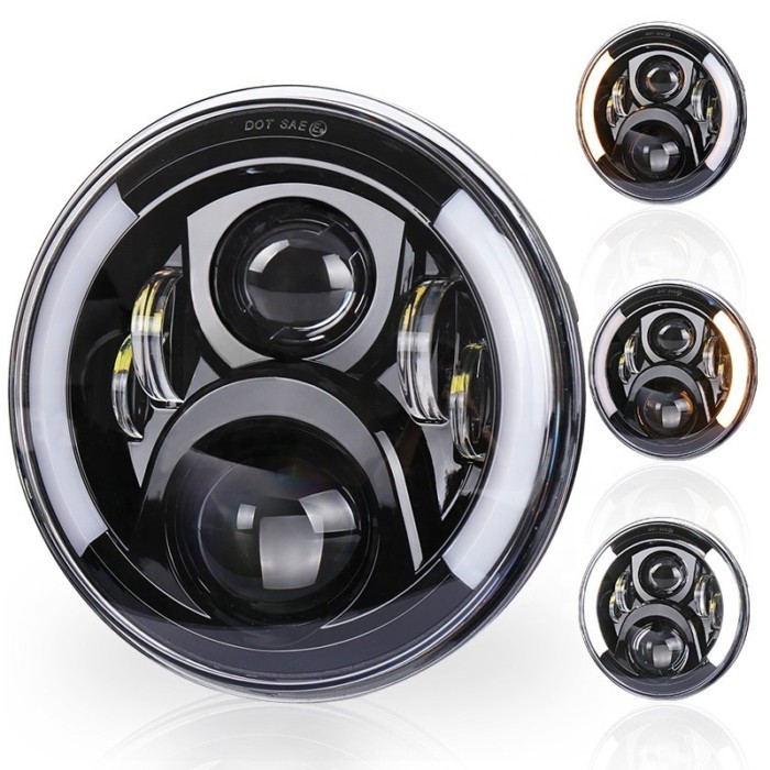 OVOVS Motorcycle 7 inch round LED Headlight with DRL Turn Signal Headlight for Honda Motorcycle