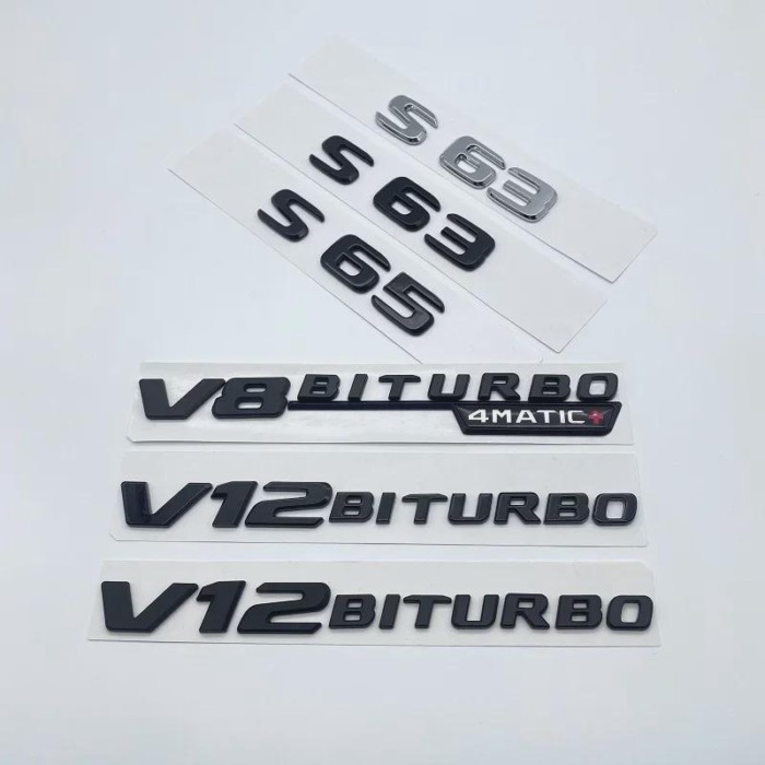 3D Letters S63 S65 AMG V12 Biturbo V8Biturbo 4matic+ ABS Emblem for Mercedes Benz W222 W223 Car Fen