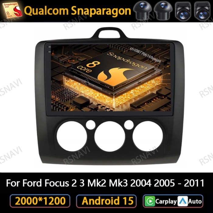 Android 15 Car Radio For Ford Focus 2 3 Mk2 Mk3 2004 2005 - 2011 4G LTE GPS Qualcomm Head Unit Wire