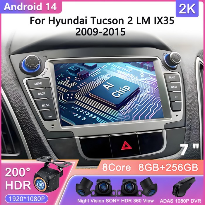 7" Android 14 For Hyundai Tucson 2 LM IX35 2009-2015 DSP Car Radio Multimedia Video Player Navigati