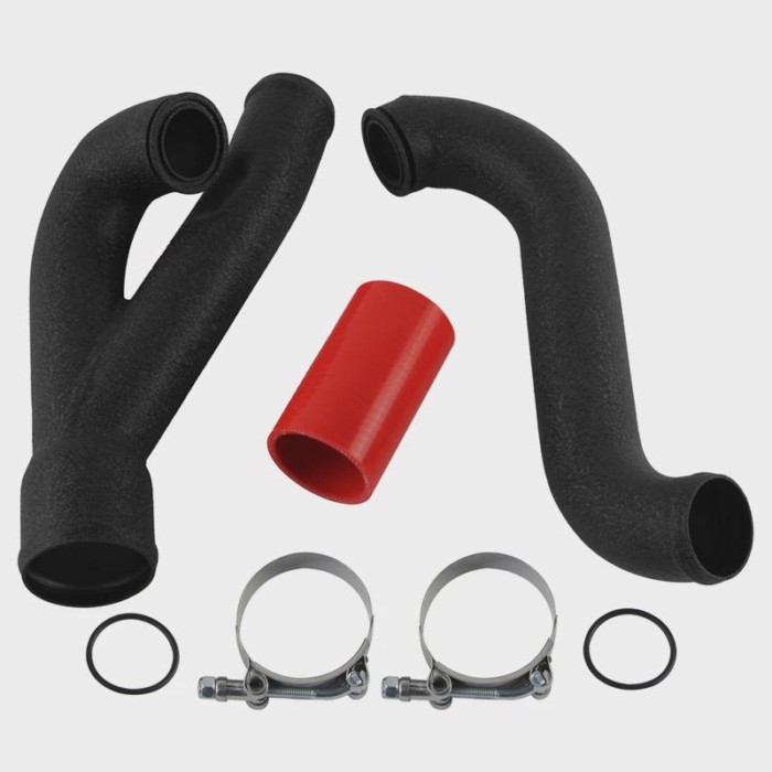 Wrinkle Black 2" Aluminum Upgrade Pipe Kit Turbo Outlet Charge For BMW N54 E90 E92 E93 335i/335xi/3