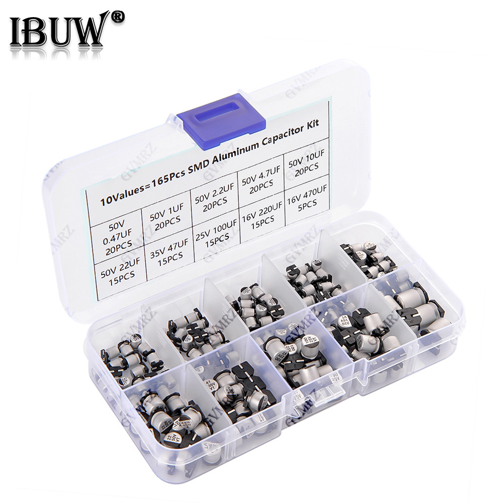 165 ชิ้น 10 ค่า กล่องตัวอย่างตัวเก็บประจุอลูมิเนียมอิเล็กโทรลีติค SMD - ชุดสารพันสําหรับโครงการซ่อม DIY อิเล็กทรอนิกส์ - รูปที่ 3