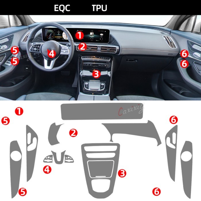 Tpu Film for Mercedes Benz Eqc Eqc350 Eqc400 Car Interior Sticker Center Console Air Gear Navigatio