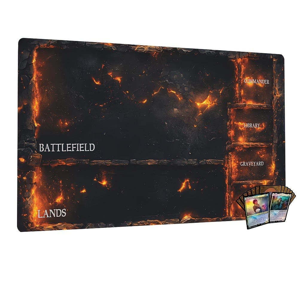 MTG Playmat Featuring Ash และเปลวไฟ ออกแบบมาสําหรับ Dark Fantasy และเกมการ์ดธีมไฟ
