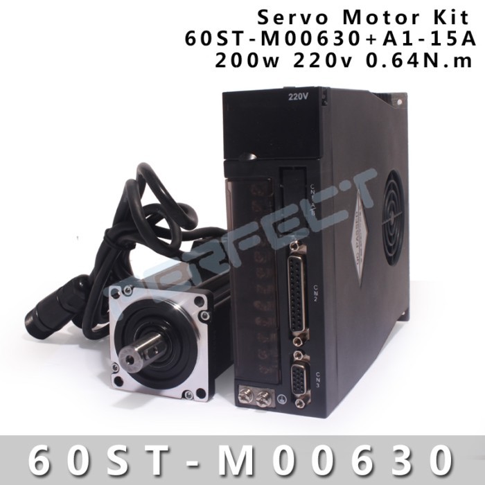 60ST-M00630 0.637N.M 0.2KW AC servo motor 220v 3000rpm AC servo drive A1-15A and motor Kits CNC Mot