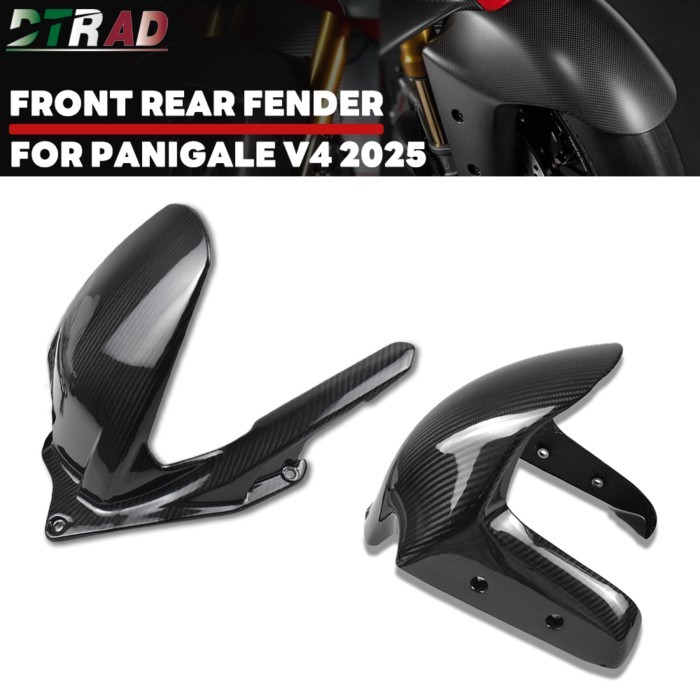 For DUCATI Panigale V4 V4S V4R 2025 2026 Twill Gloss Carbon Fiber Front Fender Mudguard & Rear Hugg