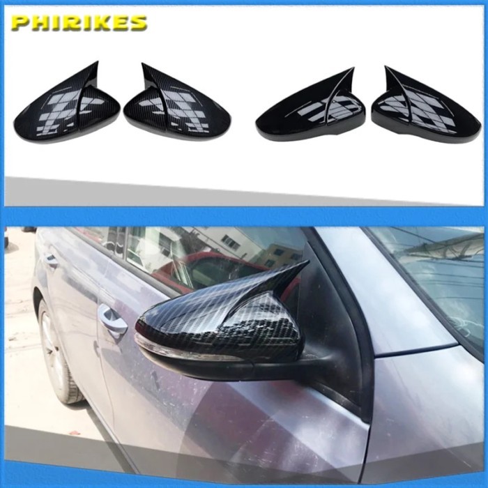 2X Side Wing Mirror Cover Caps For VW JETTA MK6 Volkswagen Passat B7 Scirocco Beetle CC Eos Rearvie