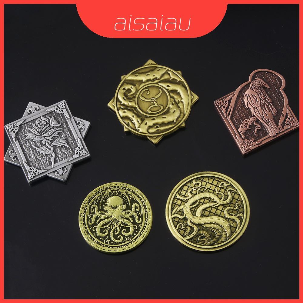 เหรียญ Cthulhu Mythos พวงกุญแจโลหะผสมสังกะสีสําหรับสยองขวัญโต๊ะเกมของขวัญสะสมและ