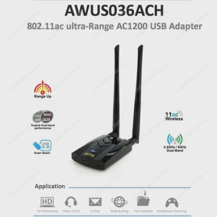 New ALFA AWUS036ACH Uses RTL8812AU Chipset High-power Wireless Network Card Suitable For BT5 Kali L