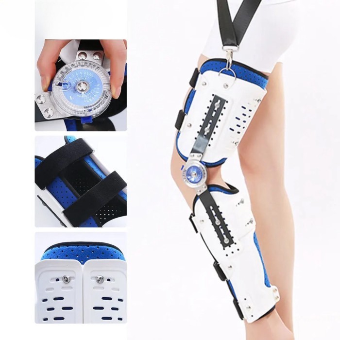 Knee Joint Support Adjustable Hinged Knee Leg Brace Protector Post Surgery Bone Orthosis Ligament C