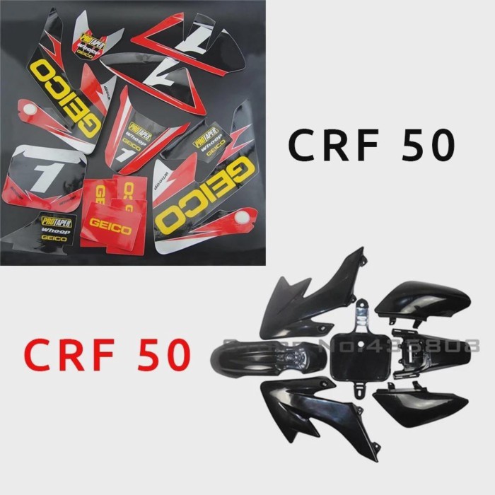 CRF50 Stickers Decals GRAPHICS KITS and Black Plastic Fenders For Dirt Pit Bike Honda CRF 50 XR50 S