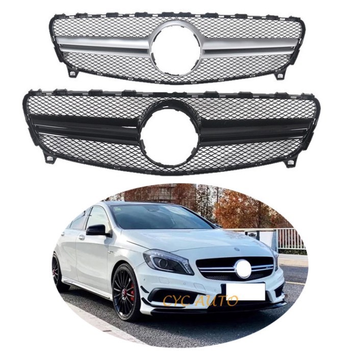 W176 modified AMG bumper grille For Mercedes Benz A class W176 AMG A180 A200 A260 grille 2016 2018