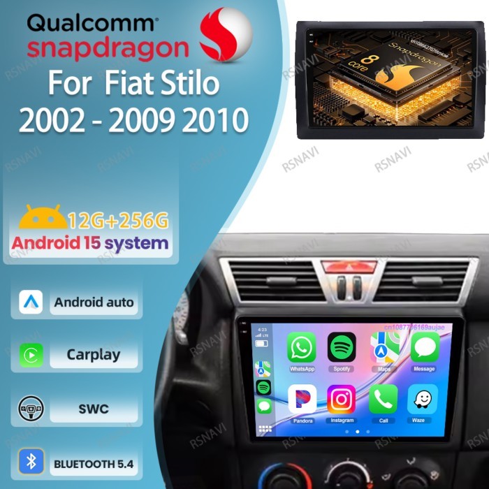 Android 15 Car Radio For  Fiat Stilo 2002 2003- 2009 2010 QLED 8 Core 5G WIFI IPS 9/10 Inch Head Un