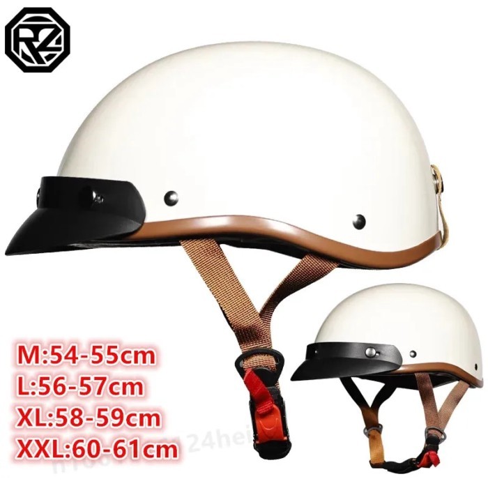 ORZ Retro Half Helmet Motorcycle Helmet Summer Electric Motorcycle Men's and Women's Helmet White c