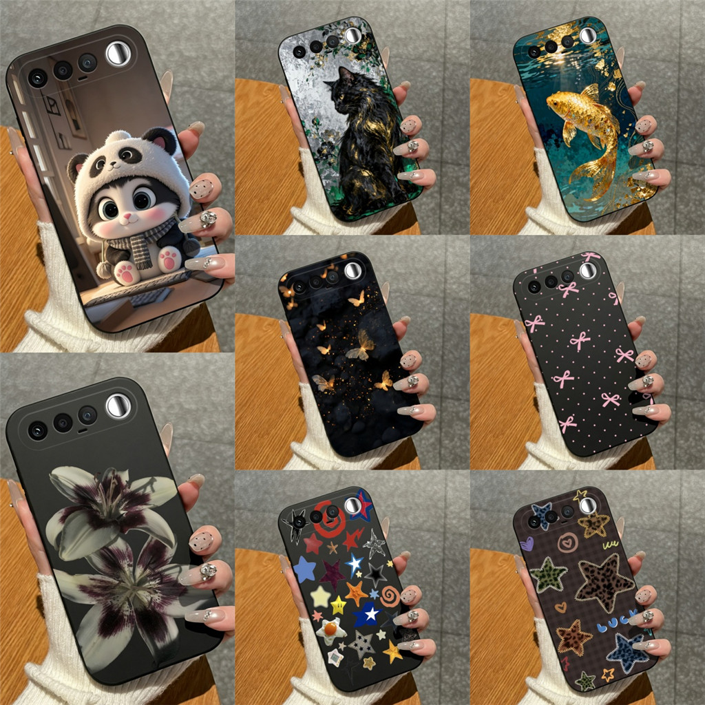 สําหรับRealme 16 5Gกรณีน่ารักแมวดําปลาทองดอกไม้สวยแฟชั่นซิลิโคนอ่อนนุ่มเคลือบซิลิโคนกันกระแทกDrop-Resistantฝาครอบป้องกันเต็มรูปแบบสําหรับRealme16กันชน
