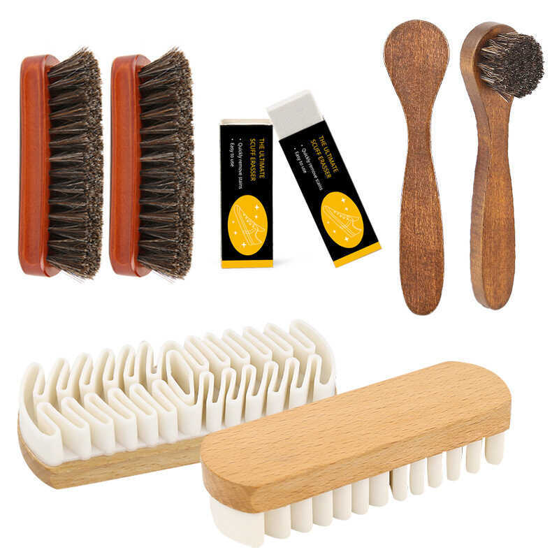 ชุดแปรงรองเท้า Horsehair แปรง Snow Boots Suede Suede Care แปรงทําความสะอาด Decontamination Eraser น้