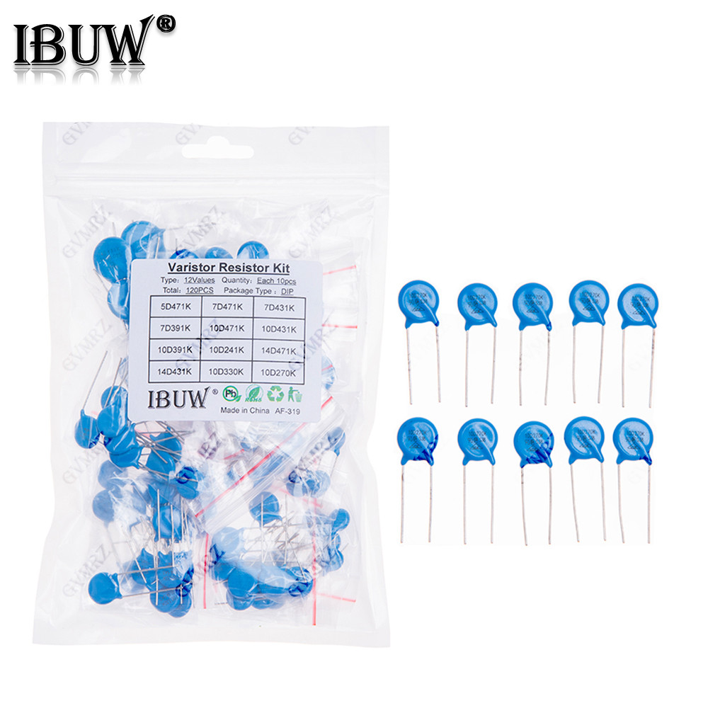 120PCS 12Values Vartor Resistor Kit 5D471K 7D471K ฯลฯ แพ็คเกจ DIP สําหรับโครงการป้องกันไฟกระชาก
