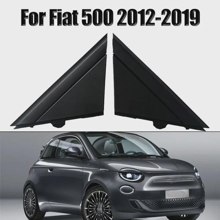 Matte Black LH&RH Door Mirror Flag Cover Moldings For Fiat 500 12-19 1SJ85KX7AA Rear Mirror Triangl