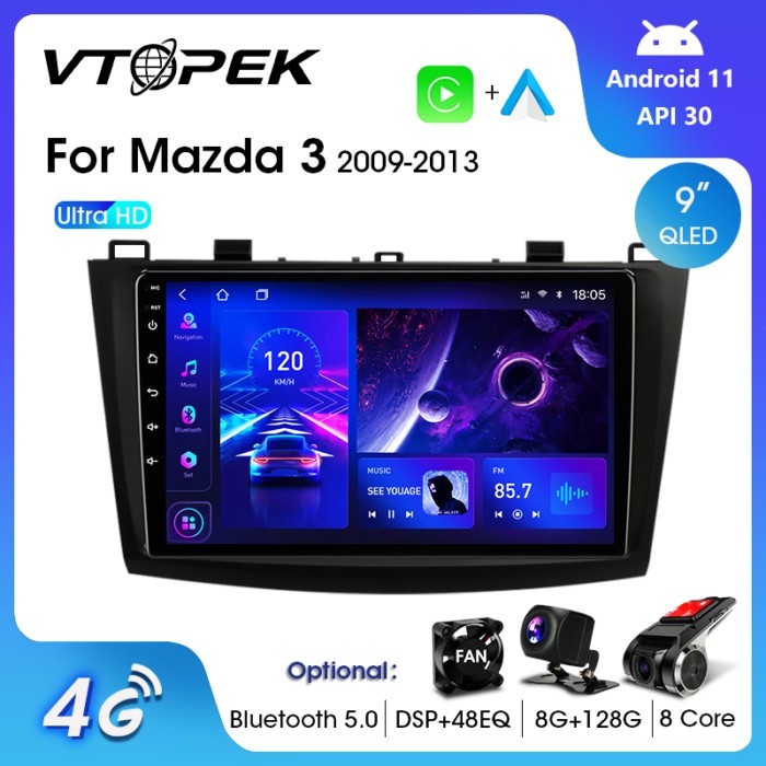 Vtopek 2Din For Mazda 3 2009-2013 4G Android 11 Radio Multimedia Video Player Navigation GPS Head U