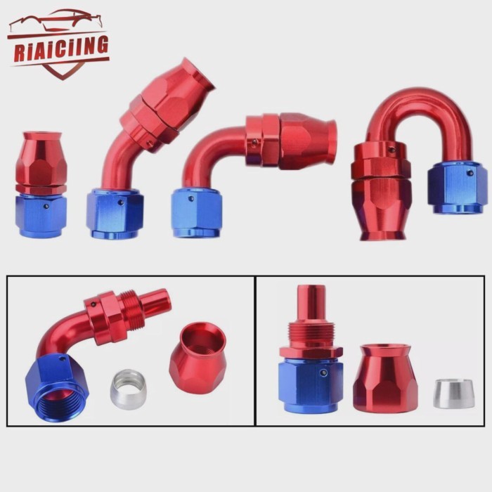 High quality fitting Black/Red&Blue AN4/AN6/AN8/AN10/AN12 PTFE Hose End Fitting Adapter for Oil Fue