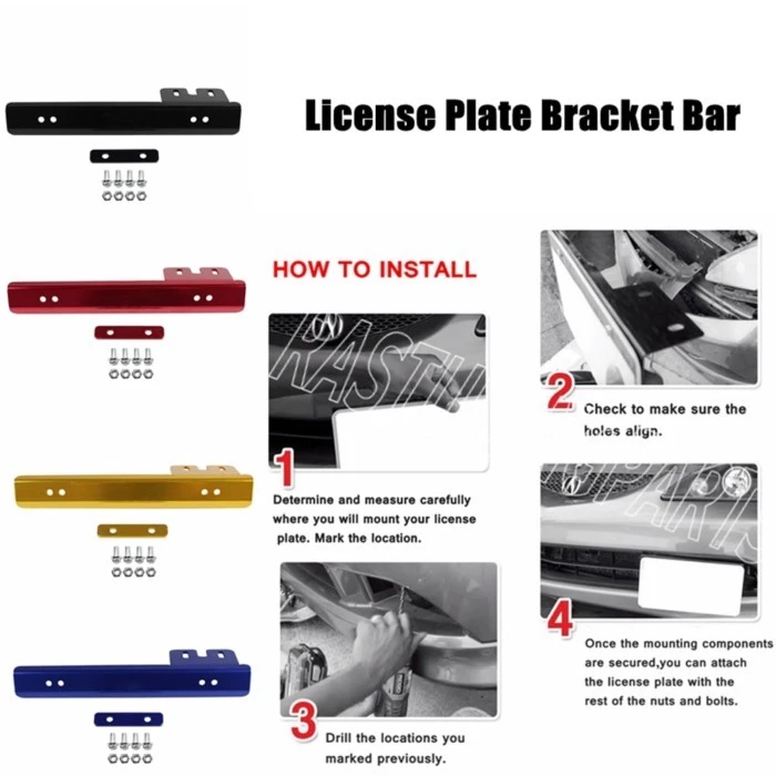 Aluminum License Plate Relocator Car Front License Plate Mounting Relocate Bracket Holder For Honda thumbnail 7