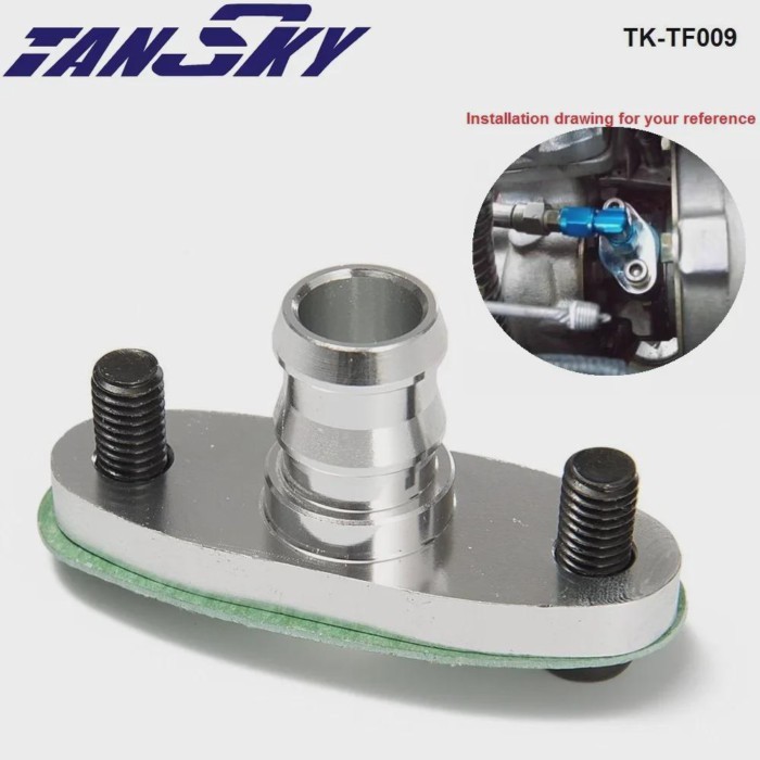 Aluminum Turbo Oil Drain Adapter 5/8" Fit T3 T3/T4 GT37 GT40 GT42 GT45 GT47 Turbocharge w/Bolt TK-T