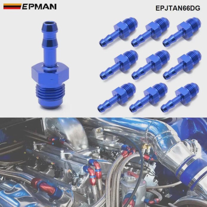 EPMAN 10PCS Performance -6 AN Male Flare To 6/25" (6MM) Hose Barb Adapter Fitting AN6 6AN -6AN 6/25