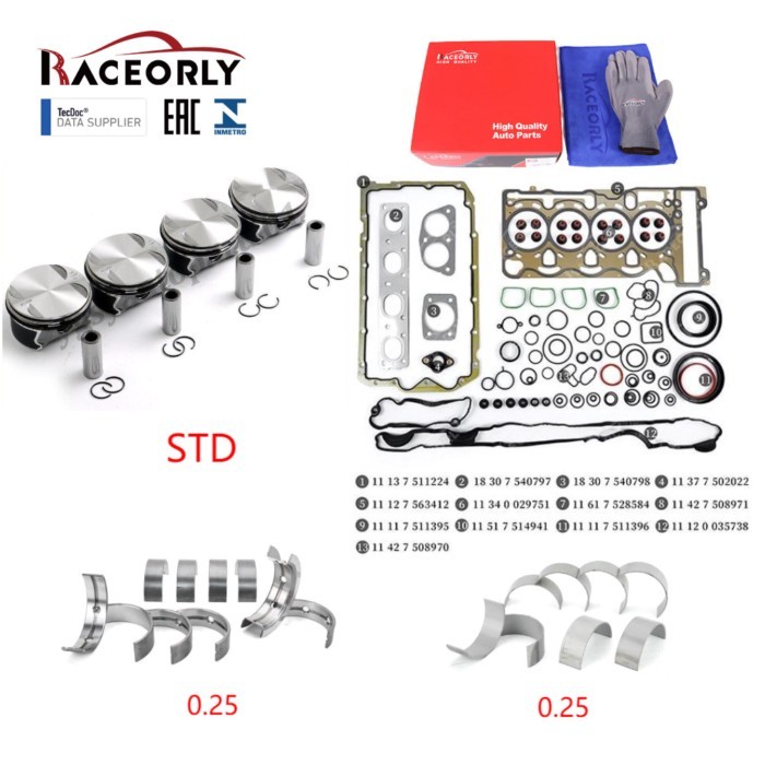 RACEORLY Engine Rebuild Kit Piston STD Bearing 0.25 For BMW 320i Z4 E90 E85 N46B20B