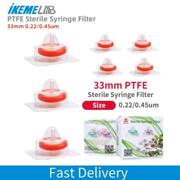 IKEME Sterile Syringe Filter PTFE Needle-type Filter 33mm 0.22um/0.45um Millipore Membrane Syringe