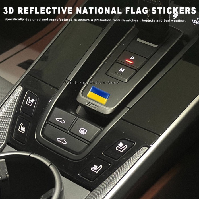 For Motorcycle Accessories, Car Stickers For Ukraine, UK, India, Italy 3D Reflective National Flag