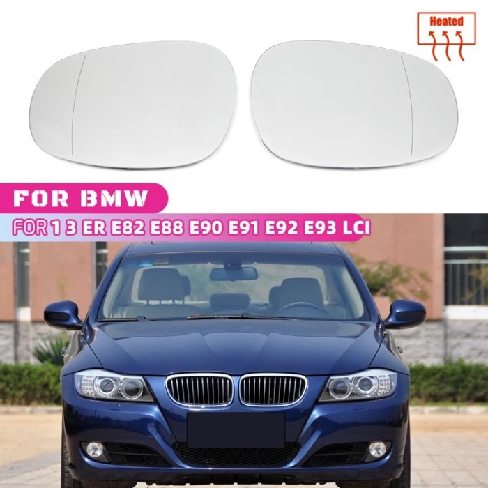 For BMW 1 Series E82 E88 LCI 3 Series E90 E91 E92 E93 LCI Left & Right Side Mirror Glass Blue Rear
