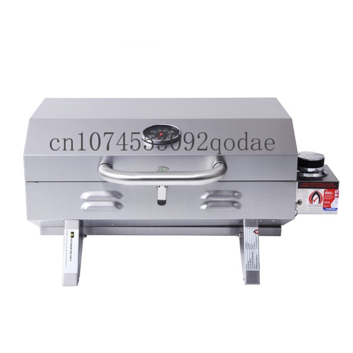 Portable Stainless steel gas BBQ Grill With Lid Barbecue Grill Stove With Stainless Steel Cover Gas