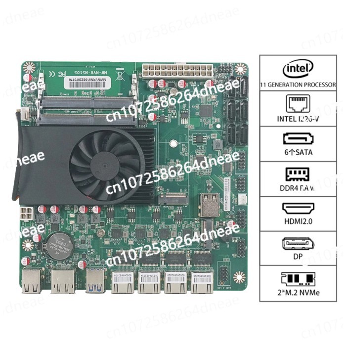 Power Processor 4x2.5G I225 Network 2 M.2 Slot 6xSATA DP HD N5105 Industrial Motherboard NAS Mother
