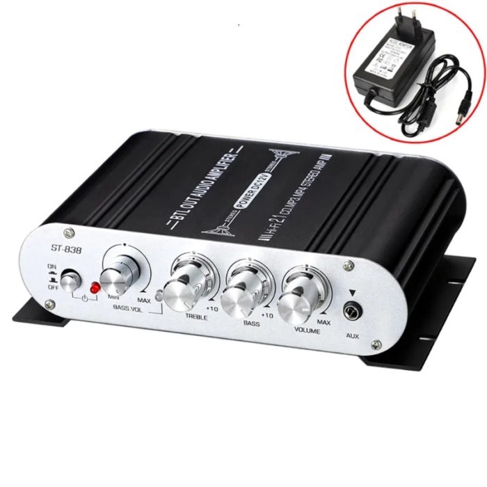 Auto-partner ST-838 2.1CH Audio Power Amplifier, RMS 20Wx2+40W Class D Stereo Digital Audio Amp wit