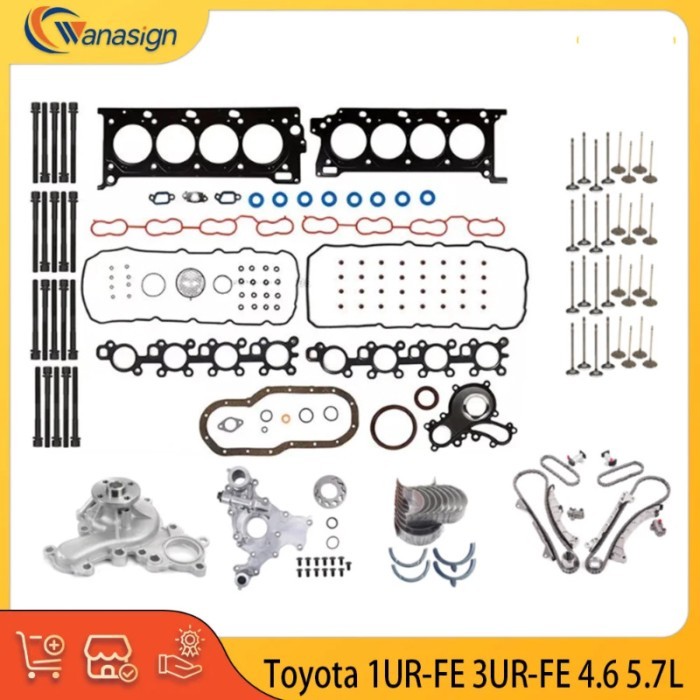Engine Rebuild Full Gasket Set Timing Chain Kit Water Pump Fit 4.6 5.7 T V8 GAS 1UR-FE 3UR-FE For 7