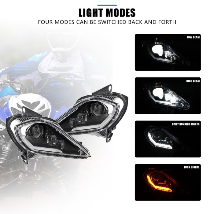1Pair DRL Turn Signal Light Headlight For Yamaha Raptor 700 700R YFZ450 YFZ450R YFZ450X Wolverine 4