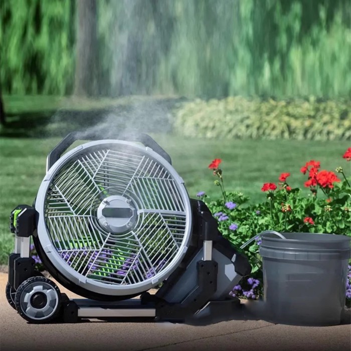 FN1800E 18-Inch 5 Speed 23.5MPH Portable Misting Fan, Lithium battery atomizing fan 5000CFM