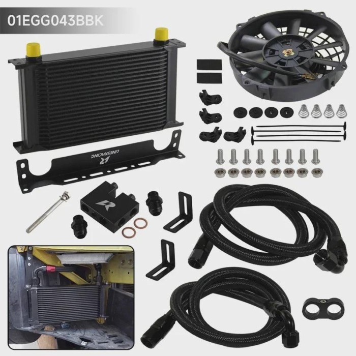 AN10 Oil Cooler Kit 22/25/30 Row Black w/7" Electric Fan For BMW 3 Series N54 Engine 135 335i E90 E