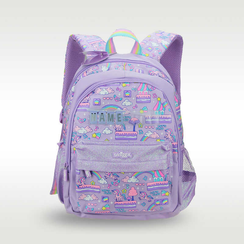 C Smiggle Children's Schoolbag Girls Purple Unicorn Shoulder Name Backpack Kawaii 3-7 Year Bags 14