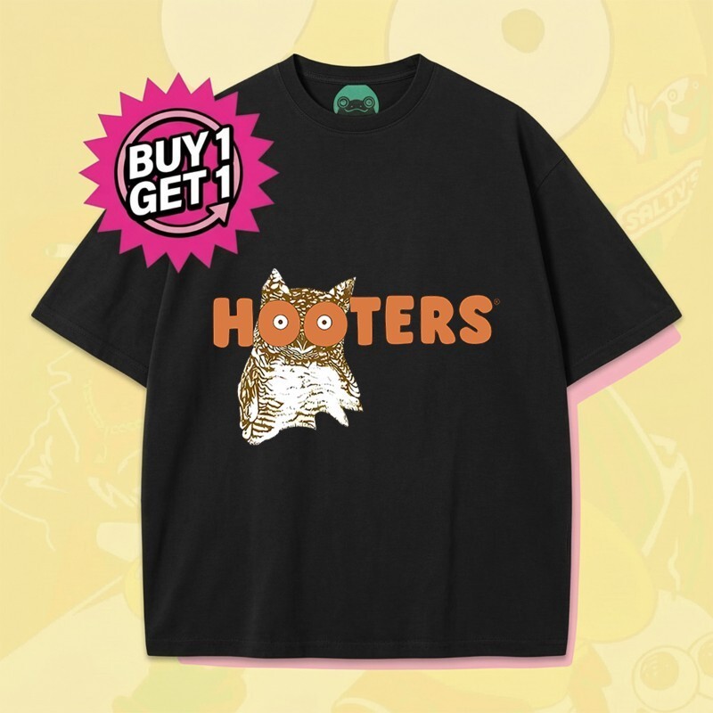 Hooters Owl Graphic T Shirt Black Free Offer 100% Cotton Funny Ugly Tee