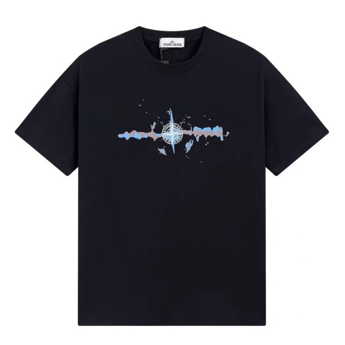 เสื้อลายอเมริกันสไตล์Stone Island สำหรับหน้าร้อน ทำจากผ้าฝ้ายแท้ สวมใส่สบาย