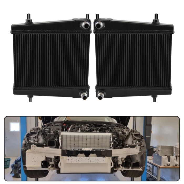 Black/Silver Performance Aluminum Auxiliary Radiators For Toyota Supra GR A90 B58 3.0L 20+