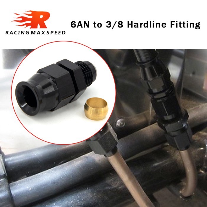 AN6 AN8 AN10 Male Flare to 5/16" 3/8" Fuel Hardline Tube Fitting Adapter Connector Alloy Black For